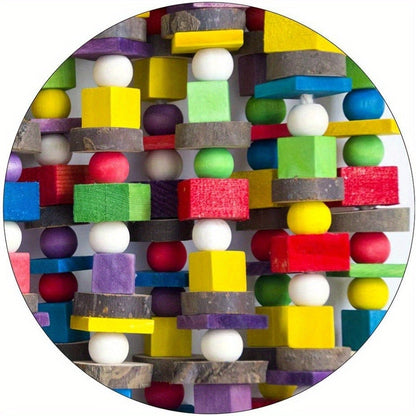 Bird Parrot Chewing Toy Large Natural Wooden Blocks Tearing Toy 15.7"x9.8" for Macaws Cockatoos African Grey Parrots, Multicolored Foraging Shredding Toy for Large Parrots & Birds