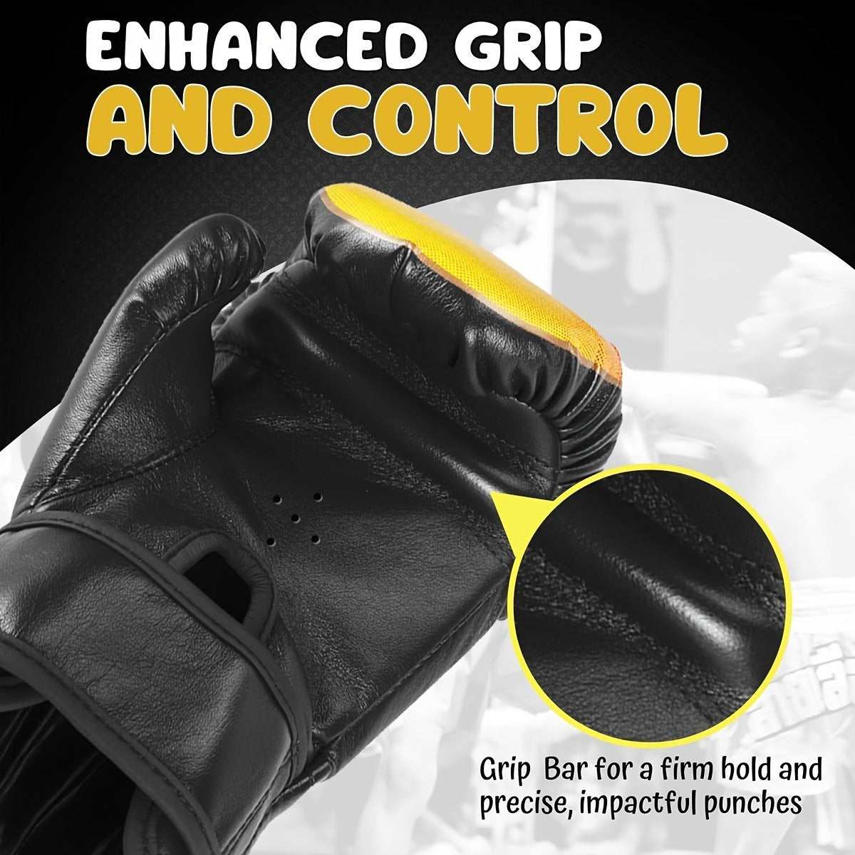 Boxing Training Gloves with Pearl Sponge Padding – Professional Shockproof Faux Leather Gloves for Muay Thai, Sparring, Fighting & Taekwondo, Wrap-Around Wrist Support for Men & Women