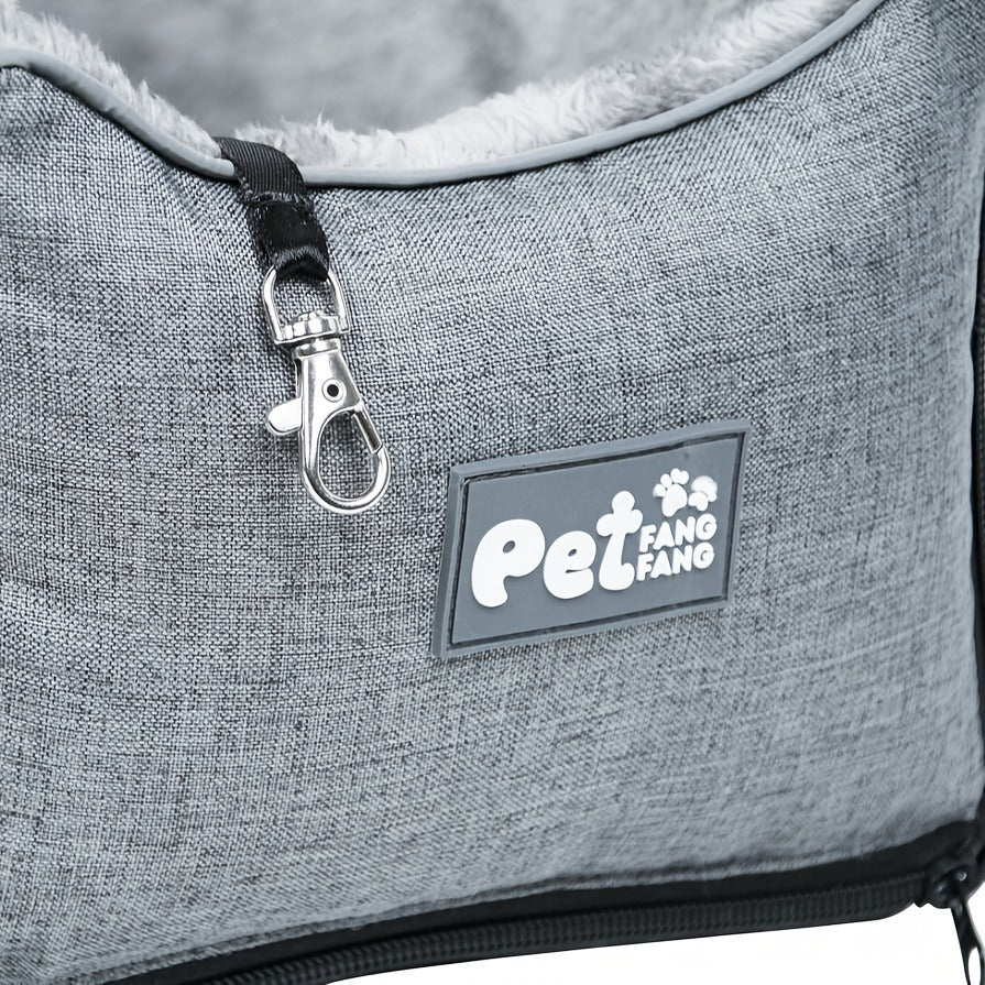 Pet Travel Bag & Car Seat for Small Medium Dogs Cats - Portable Polyester Carrier with Secure Buckle Closure, Cozy Soft-Sided Dog Cat Travel Tote Bag for Road Trips, Vet Visits & Daily Commutes, Grey
