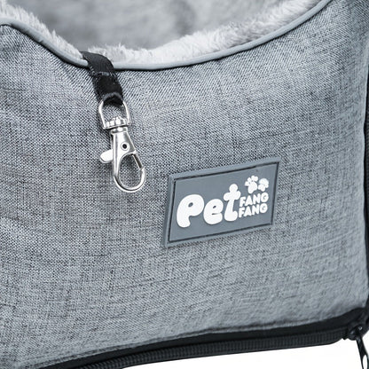 Pet Travel Bag & Car Seat for Small Medium Dogs Cats - Portable Polyester Carrier with Secure Buckle Closure, Cozy Soft-Sided Dog Cat Travel Tote Bag for Road Trips, Vet Visits & Daily Commutes, Grey