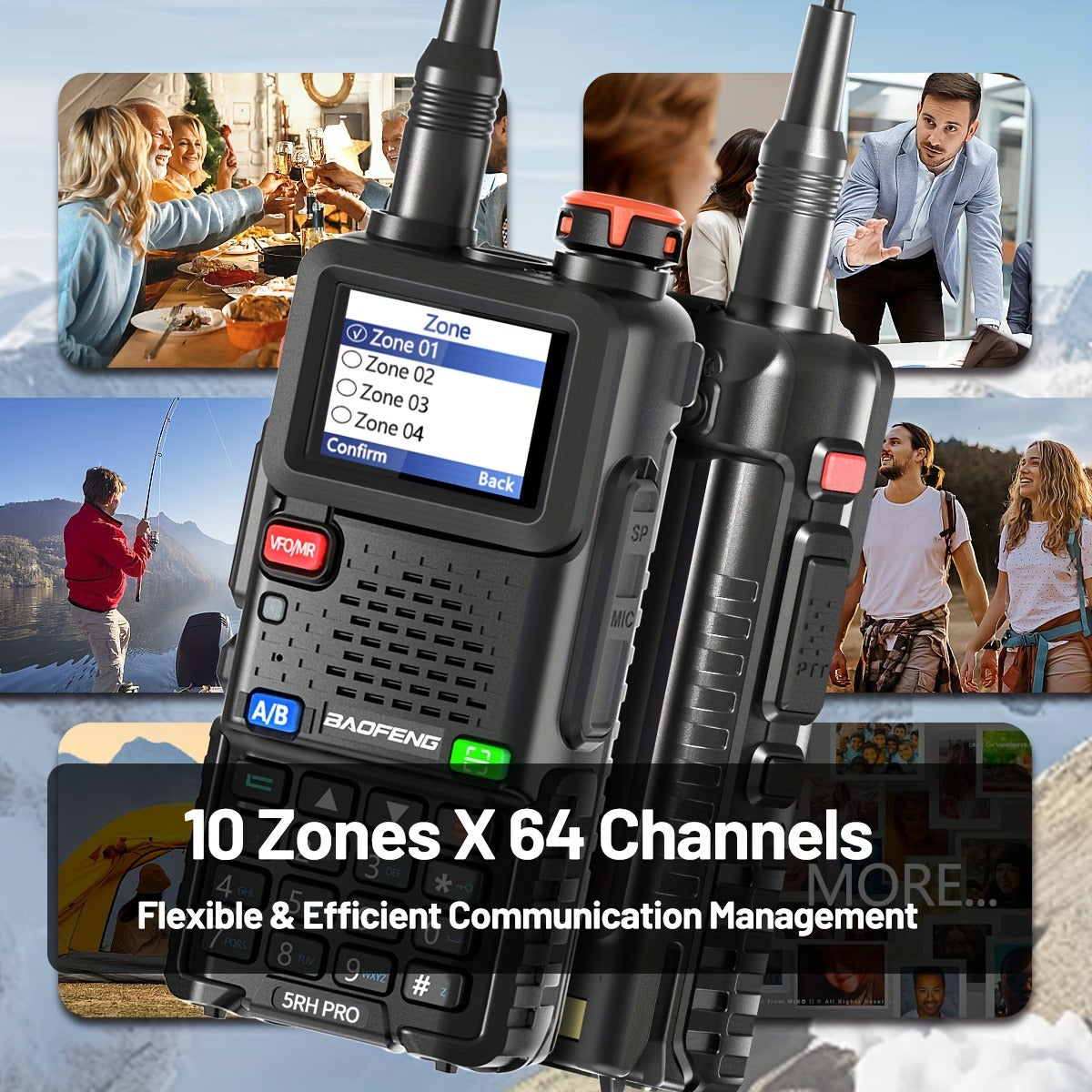 Baofeng Ham Radio 5RH Pro GPS 10W Long Range Walkie Talkie 2 Pack