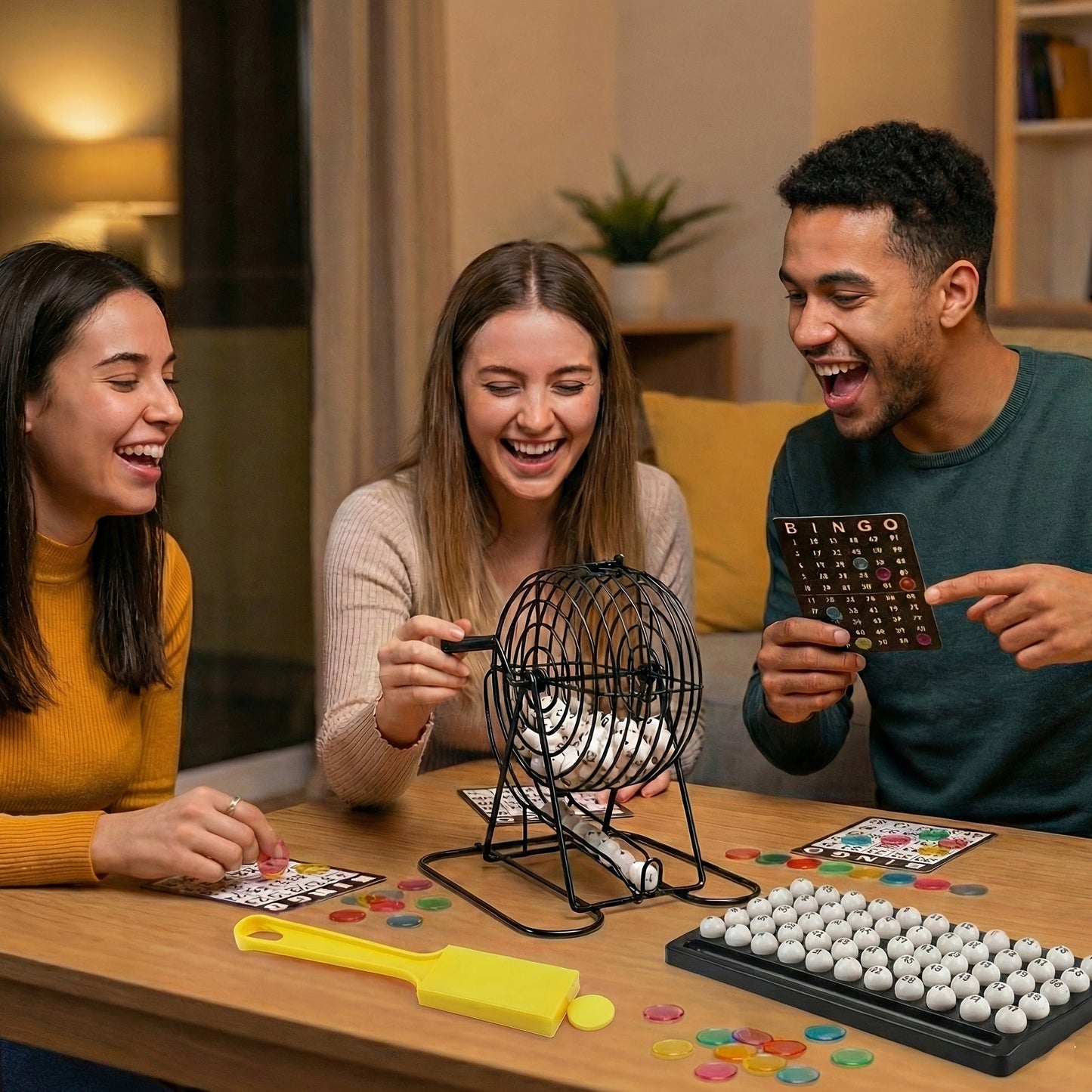Bingo Cage Machine Set with Wand Manual Lottery Ball Spinner for Party Game Night Halloween Christmas
