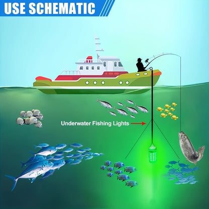 108 LED Underwater Fishing Light – IP68 Waterproof Night Fishing Lure Light with USB Connector & 16.4ft Cable, Super Bright Submersible Fish Attracting Light for Boat, Ice Fishing & Night Fishing (Green/White)