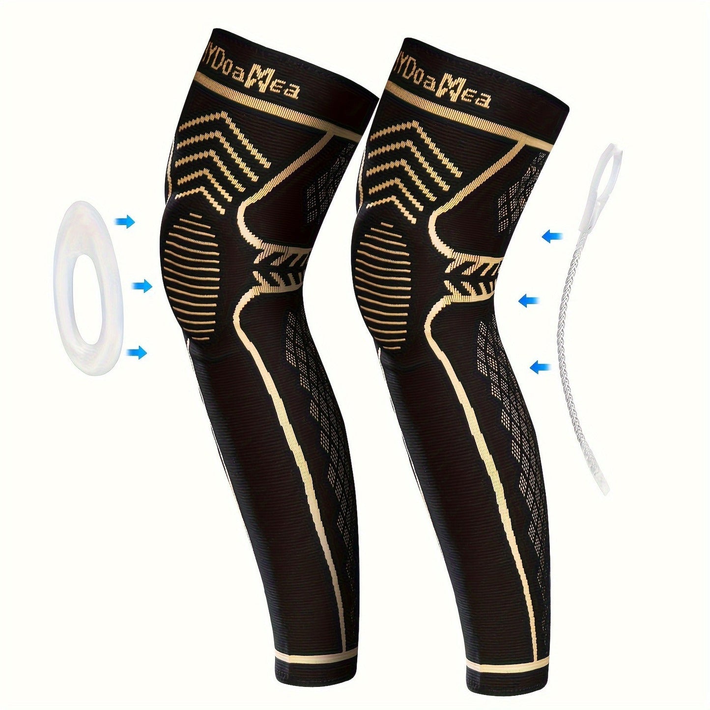 Copper Full Leg Knee Brace Compression Sleeve with Patella Gel Pad & Metal Side Stabilizers - 60% Copper Ions Infused Knee Support for Men & Women Running Workout Sports, Sizes S to 6XL