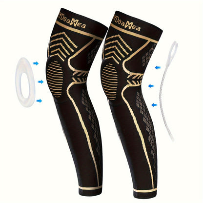 Copper Full Leg Knee Brace Compression Sleeve with Patella Gel Pad & Metal Side Stabilizers - 60% Copper Ions Infused Knee Support for Men & Women Running Workout Sports, Sizes S to 6XL