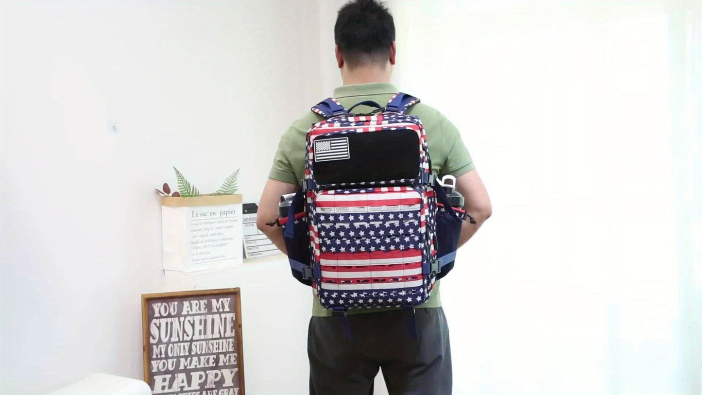 Flag Design Hiking Backpack 20L Tactical Daypack Waterproof Camping Travel Bag Cycling Fitness Outdoor Sports Backpack Independence Day Gift for Men Women