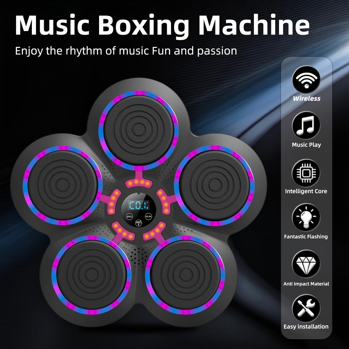Wall Mounted Smart Boxing Machine Wireless Music Punching Trainer