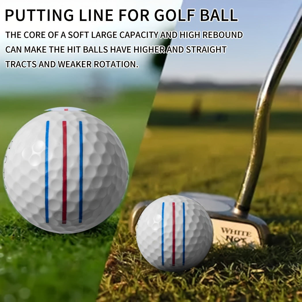 Golf Balls 6pcs Long Distance High Speed with 360-Degree Aiming Line Add 40+ Yards Distance Durable Performance Golf Ball Set for Men Women Beginners Advanced Players Practice Training
