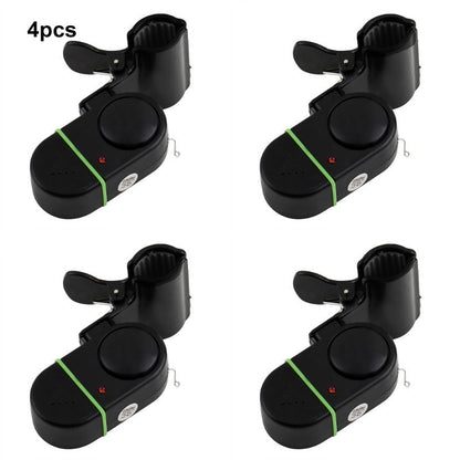 Fishing Bite Alarm Bell 4pcs Set with Sound Alert and Light Indicator, Sensitive Fish Hook Alarm for Fishing Rod Night Fishing Carp Fishing, No Battery Required