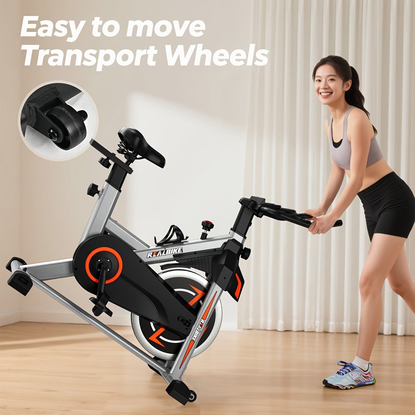 Stationary Bike Silent Indoor Cycling Bike 330LB Capacity Adjustable Resistance LCD Monitor Tablet Holder Home Cardio Workout