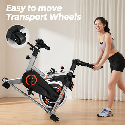 Stationary Bike Silent Indoor Cycling Bike 330LB Capacity Adjustable Resistance LCD Monitor Tablet Holder Home Cardio Workout