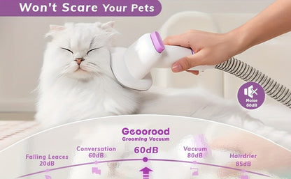 Dog Grooming Vacuum Kit 4-in-1 – Pet Hair Vacuum with Electric Clipper, Grooming Brush & Deshedding Tools, 2.5L Large Dust Cup, 10kPa Suction, Low Noise, 4 Comb Sizes (Model G2-W2)
