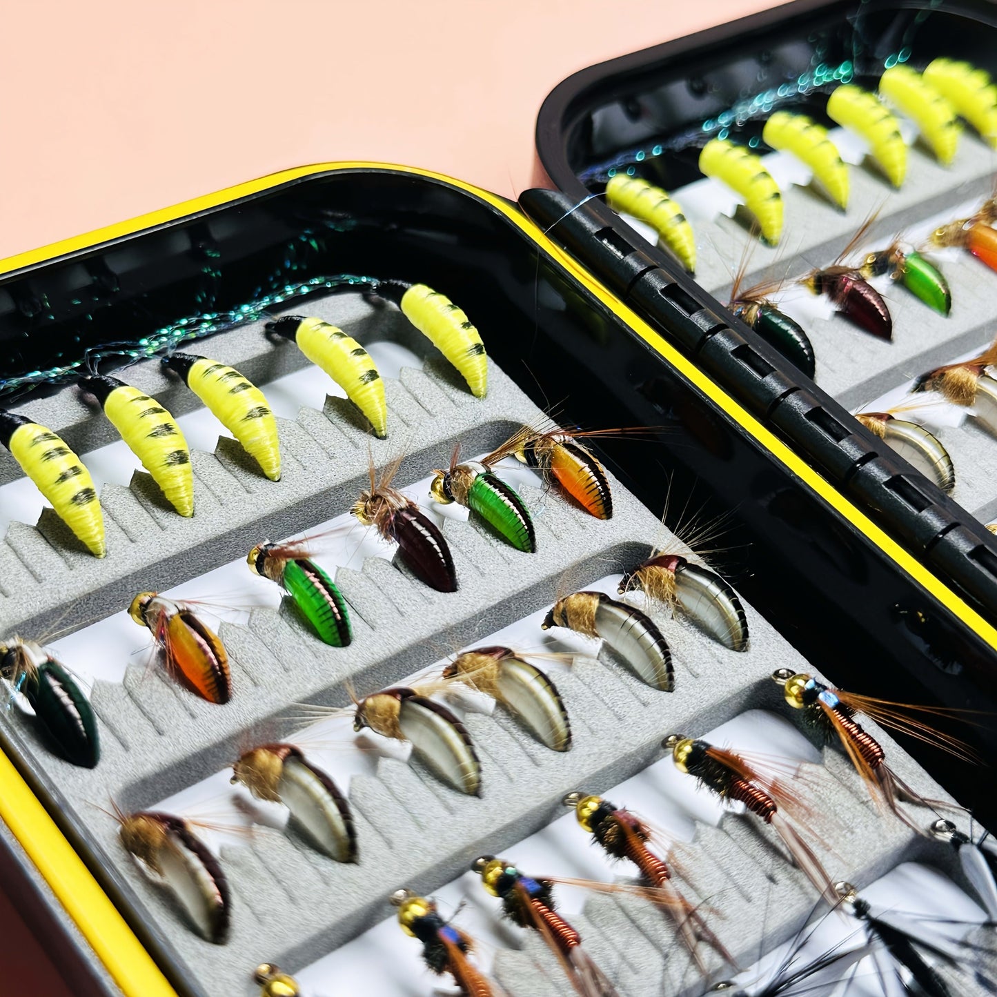 Fly Fishing Lures 72pcs Dry & Wet Flies Assortment with Fly Box - Hand-Tied 6 Patterns for Trout, Bass & Salmon, Biomimetic Bait, Fisherman Gift
