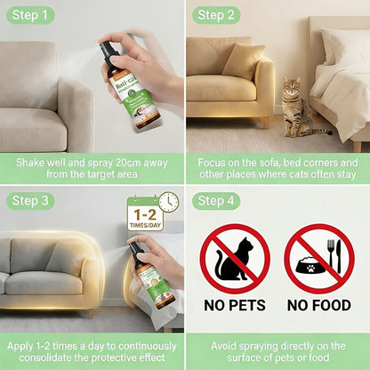 Cat Scratch Deterrent Spray for Furniture - Non-Toxic Pet Safe Anti-Scratch Training Spray, Protects Sofa Couch Carpet Door Wood Surfaces, Long-Lasting No-Stain Formula, Safe for Kittens & Adult Cats