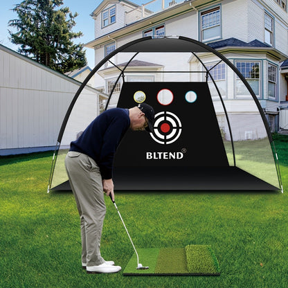 Golf Practice Net with Mat Set 10x7ft – Heavy Duty Backyard Driving Hitting Net with Turf Mat Golf Balls Rubber Tees & Carry Bag for Indoor Outdoor Training – Golf Gift for Men Women