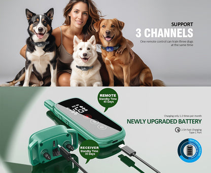 Smart Dog Training Collar with Remote - 3 Training Modes with Training Icons Electric Shock Collar Receiver Function for Large & Medium Dogs 2 Dog or 3 Dog Sets