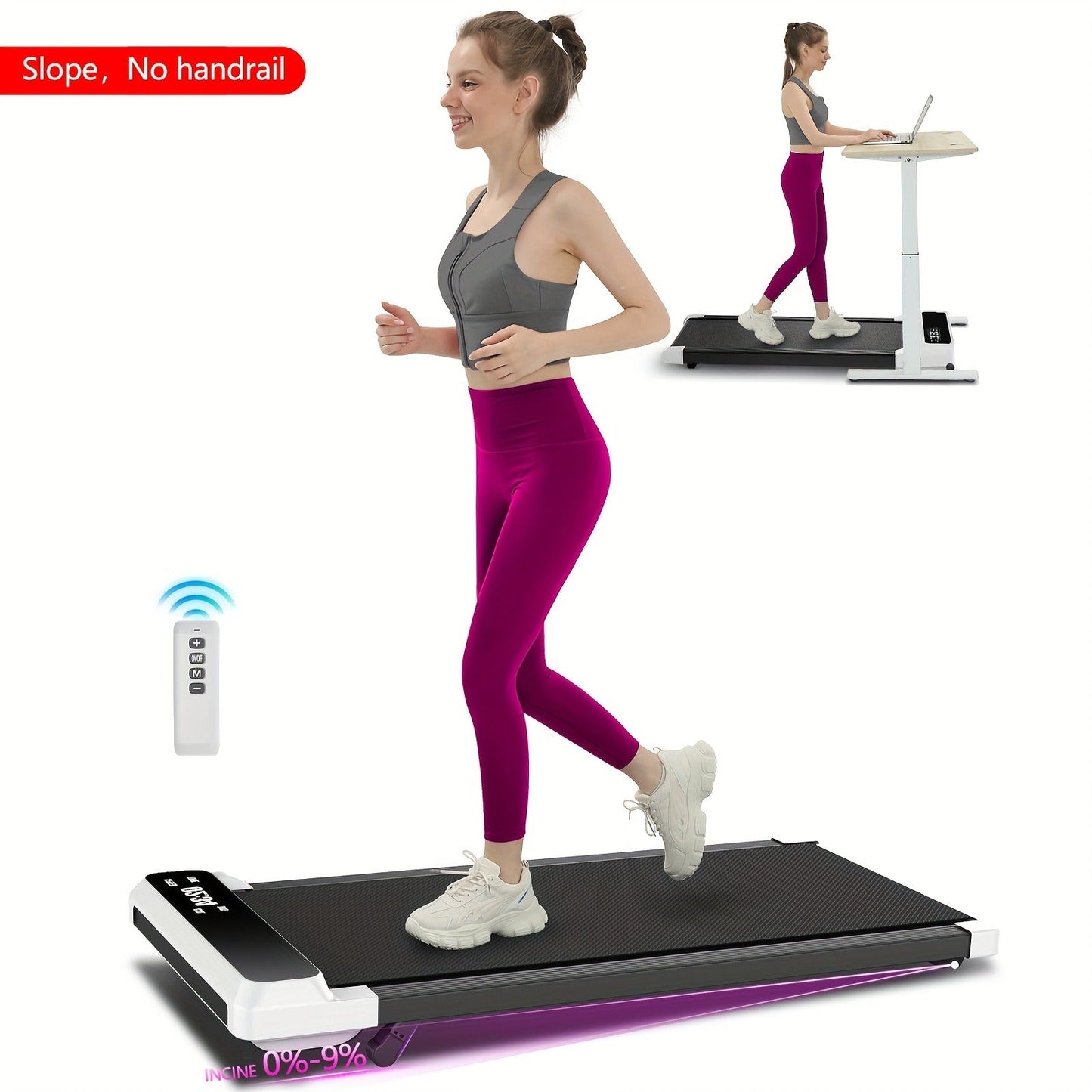 Incline Foldable Treadmill Walking Pad – 300lb Capacity, Portable with Handles, Under Desk Compact Design for Home & Office Use – 3 Model Options