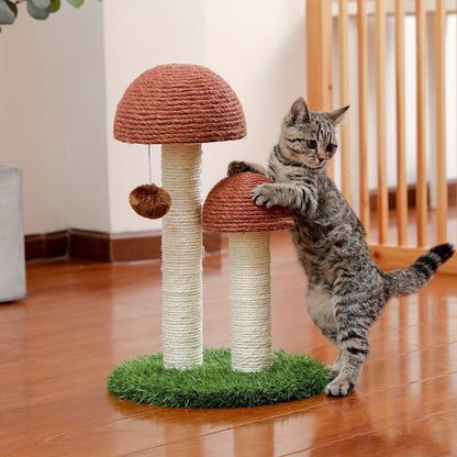 Cat Scratching Post Multi-Tier Sisal Tower for Indoor Cats – 18.9" & 32" Cat Tree with Hanging Ball Toy, Natural Sisal Rope, Sturdy Base – Green, Brown, Gray, Black, Beige Options