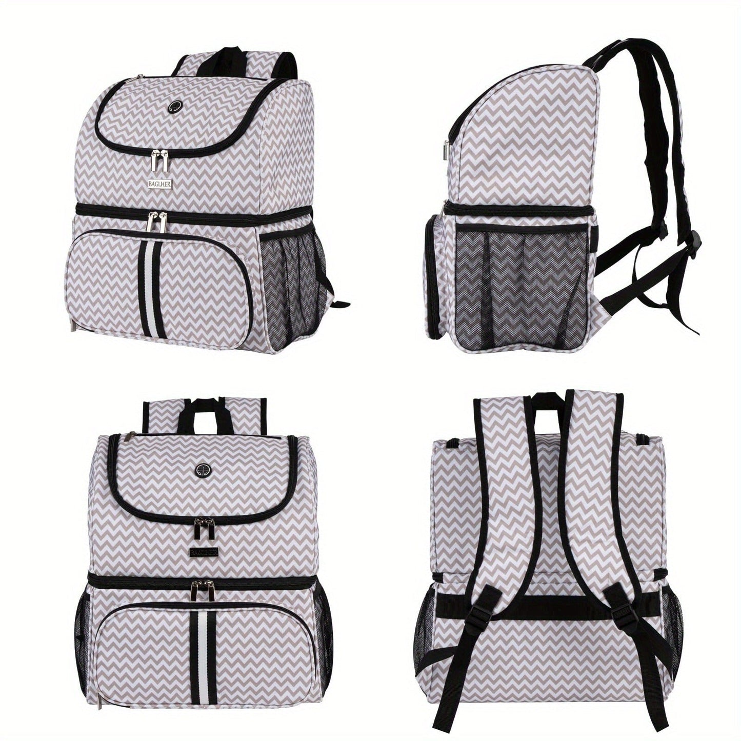 Pet Travel Backpack Double Layer Dog Cat Supplies Bag with 2 Collapsible Bowls 2 Food Baskets Portable Organizer for Outdoor Hiking Camping Road Trip