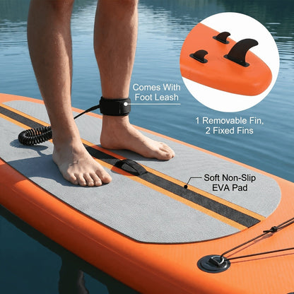 Stand Up Paddle Board 10ft 350lbs Inflatable SUP 3 Fins EVA Non-Slip Deck 12-15PSI Alloy Paddle Hand Pump Repair Kit Carrying Bag for Beginners All Skill Levels