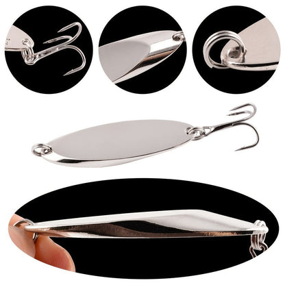 Metal Spoon Fishing Lure Heavy-Duty Holographic – 5 Sizes 1/5 to 3/4oz Saltwater & Freshwater Spinnerbait with Treble Hooks for Salmon, Trout, Bass, Pike, Tuna & Mackerel – Hard Casting Spoon