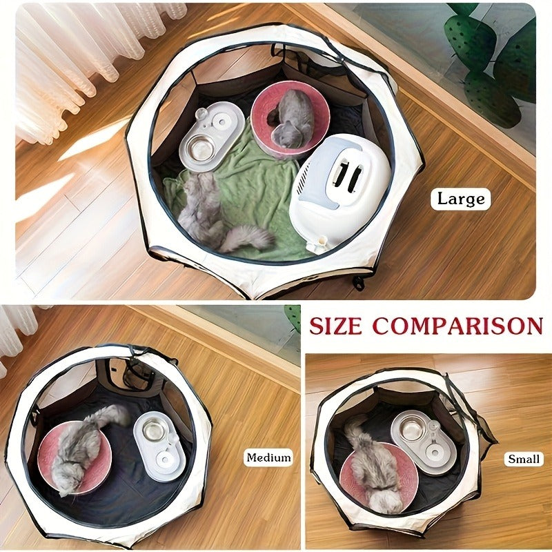 Foldable Octagonal Pet Tent & Playpen – Oxford Cloth Scratch-Resistant Dog Cage & Cat Kennel for Indoor & Outdoor Use, Portable Pet Fence for Puppies & Cats, Travel & Camping, M/L/XL