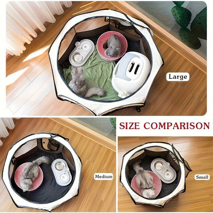 Foldable Octagonal Pet Tent & Playpen – Oxford Cloth Scratch-Resistant Dog Cage & Cat Kennel for Indoor & Outdoor Use, Portable Pet Fence for Puppies & Cats, Travel & Camping, M/L/XL