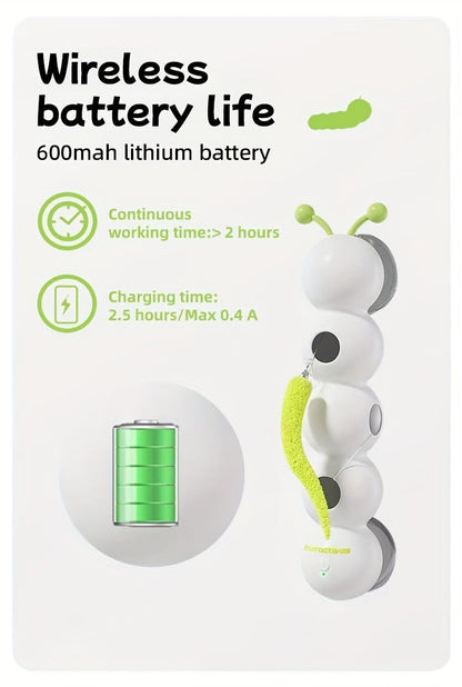 Automatic Caterpillar Cat Toy Interactive Electric Teaser for Indoor Cats - Self-Moving Worm Chasing Toy Stimulates Hunting Instincts Keeps Cats Active & Entertained