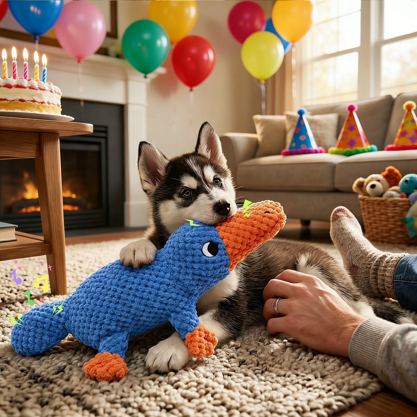Squeaky Plush Dog Toys for Small Medium Large Dogs - Crinkle Stuffed Animal Chew Toy for Puppies, Shark & Platypus Design, Interactive Teething Toy for Aggressive Chewers, Fun Pet Gift