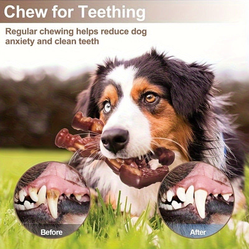 Dog Chew Toy Durable Rubber Beef Flavor Chew Stick for Medium & Large Dogs – Indestructible Teething Toy with Unbreakable Joints, Safe for Aggressive Chewers, Promotes Healthy Gums & Dental Hygiene