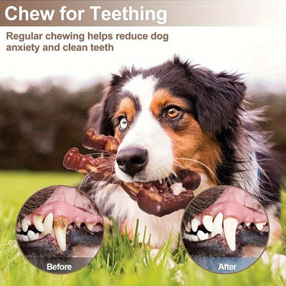 Dog Chew Toy Durable Rubber Beef Flavor Chew Stick for Medium & Large Dogs – Indestructible Teething Toy with Unbreakable Joints, Safe for Aggressive Chewers, Promotes Healthy Gums & Dental Hygiene