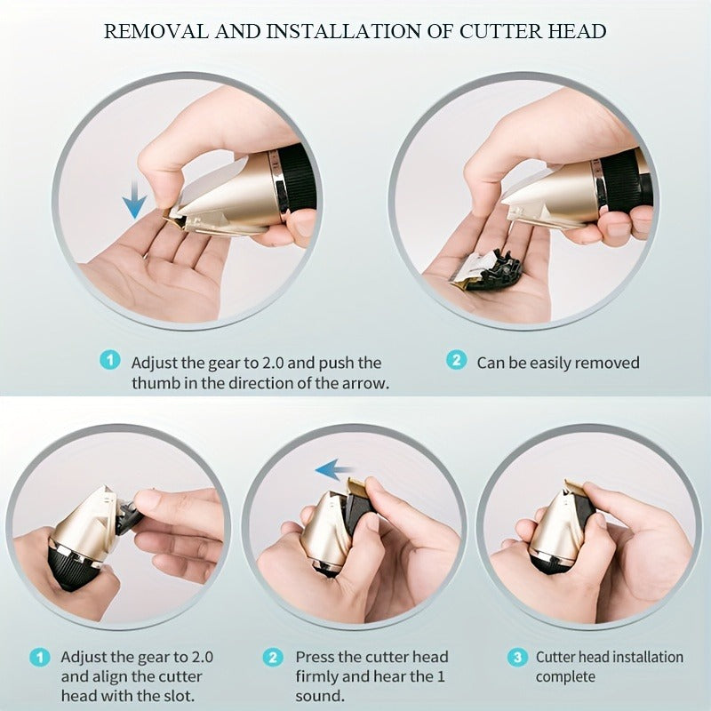 12-in-1 Pet Hair Trimmer Kit USB Rechargeable - Professional Cordless Electric Clippers for Dogs Cats Puppies Kittens, Adjustable Blade 5 Guide Combs Nail Clipper Scissors, Silent Home Grooming Set