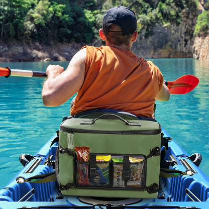Kayak Cooler Bag with Lawn-Chair Style Seat Back – Insulated Portable Ice Chest for Kayaking, Boating, Beach, Camping & Travel, Adjustable Shoulder Strap, Keeps Drinks & Snacks Cold All Day