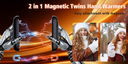 Rechargeable Hand Warmers 2-Pack – 2-in-1 Electric Hand Warmer & Power Bank with LED Display, Heats Up to 131°F, USB-C Fast Charge, Long-Lasting Heat for Golf, Hunting, Camping, Raynaud's, Men Women Kids