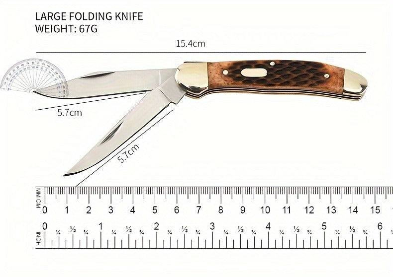 Folding Pocket Knife Handcrafted Multi-Tool with White Copper Finish, Wood Grain & Cow Bone Handle – Portable EDC Blade for Camping, Hunting & Everyday Carry, Best Gift for Men