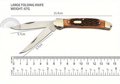 Folding Pocket Knife Handcrafted Multi-Tool with White Copper Finish, Wood Grain & Cow Bone Handle – Portable EDC Blade for Camping, Hunting & Everyday Carry, Best Gift for Men