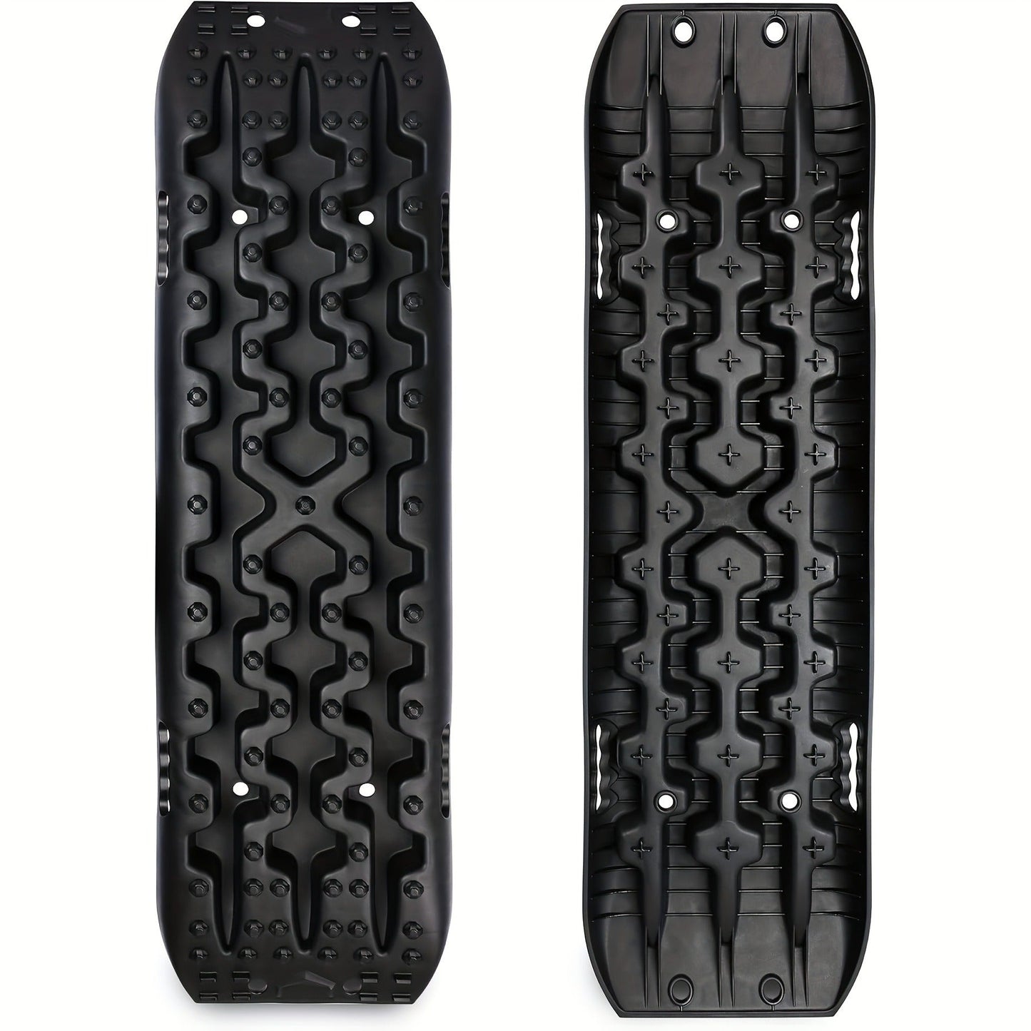 Off-Road Traction Boards Recovery Tracks 2-Pack – 10-Ton Capacity, 40”×11.8” PP Traction Mats for Sand, Mud & Snow, 4x4 Vehicle Recovery Boards with Carry Bag & Leash, Orange/Red/Black