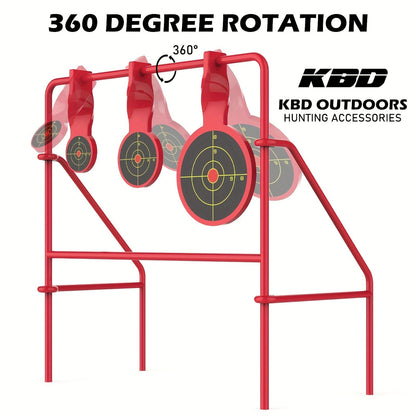 Triple Spinner Shooting Target – .22LR Rimfire Steel, 3 Floating Targets + 15 Bullseye Paper Targets, Foldable & Easy Setup