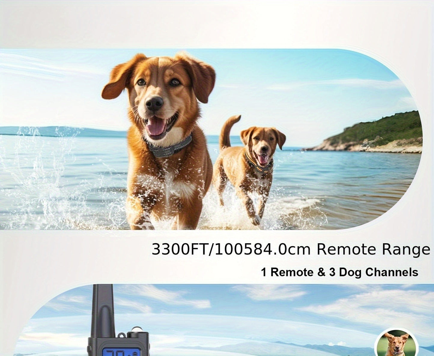Dog Training Collar with Remote 3300ft Range 3 Modes Beep Vibration Safe Shock for 5-120lbs Dogs Rechargeable Waterproof E-Collar for 2 or 3 Dogs