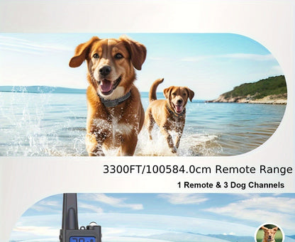 Dog Training Collar with Remote 3300ft Range 3 Modes Beep Vibration Safe Shock for 5-120lbs Dogs Rechargeable Waterproof E-Collar for 2 or 3 Dogs