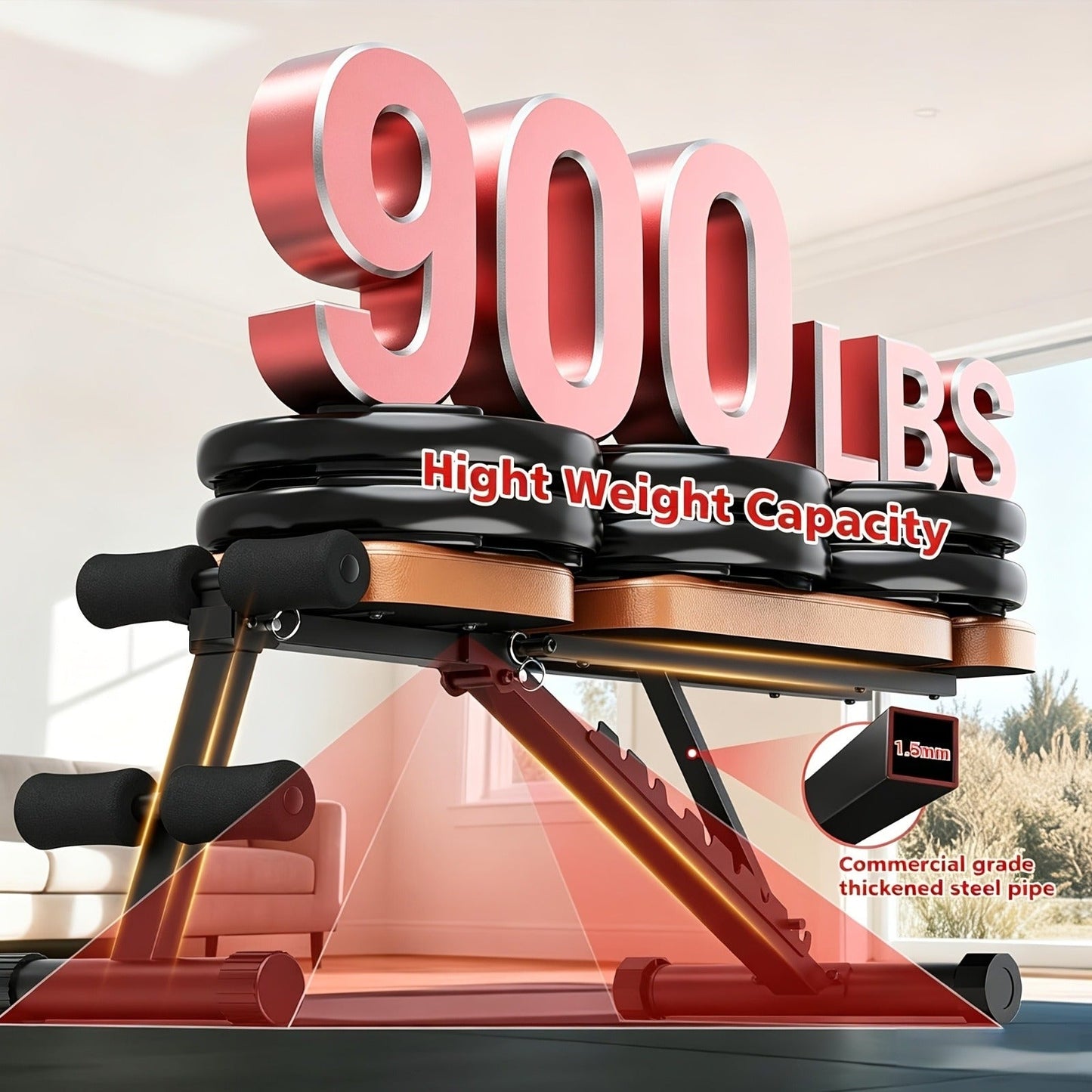 Adjustable Weight Bench 6-in-1 Foldable – Flat Incline Decline, Resistance Bands, Preacher Curl & Leg Developer, 770lb Capacity – Home Gym Strength Training Bench