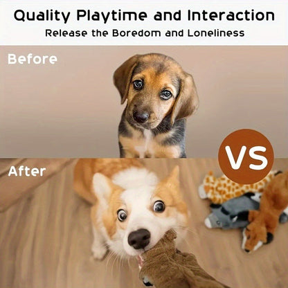 Squeaky Dog Chew Toys Set - Durable Interactive Rubber Chew Toys for Small Medium Large Dogs, Puppy Teething & Teeth Cleaning Toy Pack, Boredom Relief Pet Companion Gift