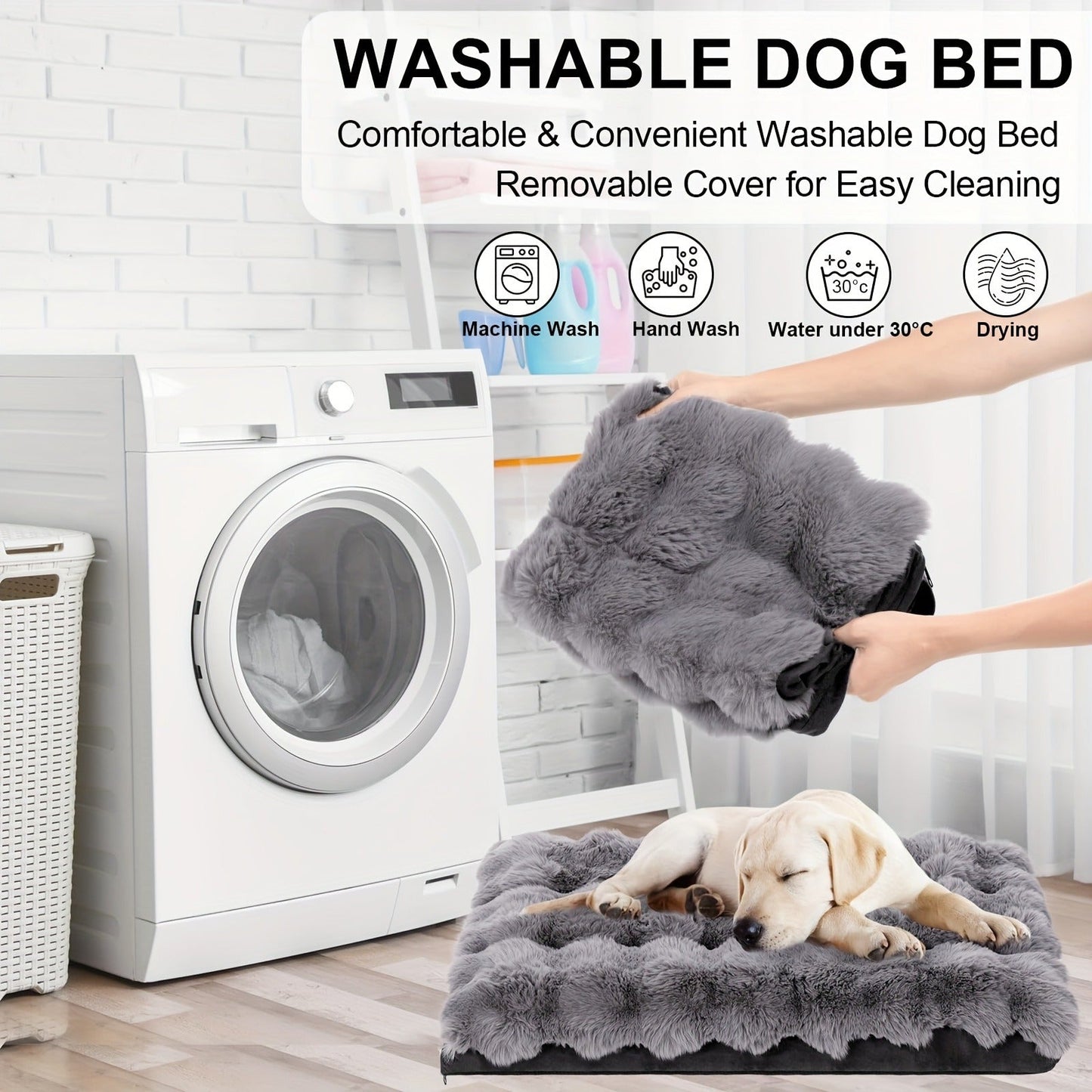 Orthopedic Dog Bed for Large Dogs - XL XXL Memory Foam Pet Bed with Removable Washable Cover, Anti-Slip Base, Faux Fur Kennel for Joint Relief, Machine Washable, Dirt-Repellent, Small Medium Large XLarge