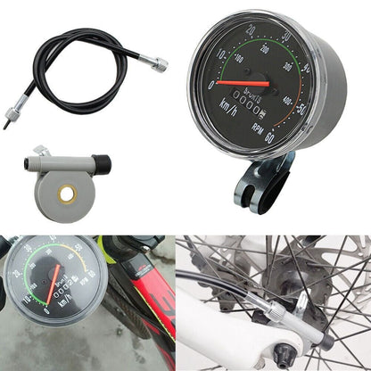Bicycle Speedometer Classic Chrome Bezel Kit - Black, Left/Right Mountable, Fits 26/27.5/28/29 Inch Handlebars, General Bike & Exercycle