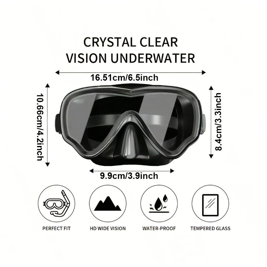 Panoramic HD Diving Mask Anti-Fog Tempered Glass Snorkel Mask with Nose Cover for Adults Youth Scuba Diving Snorkeling Swimming Pink Blue Black