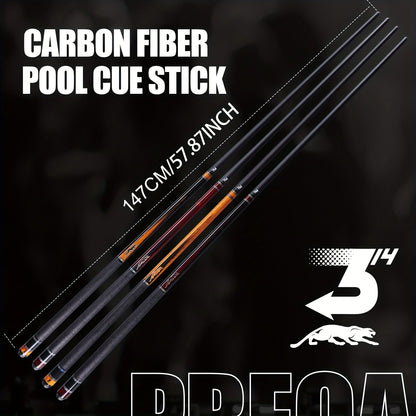 Carbon Fiber Pool Cue Stick 58 Inch - Low Deflection Billiard Cue with 12.5mm Tip, 3/8x8 Pin Joint, Leather Grip & Vacuum Quick Connector, Professional Billiards Stick for Accurate Ball Control