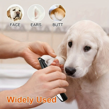 Pet Detail Trimmer Cordless USB Rechargeable - Ceramic Blade Precision Clipper for Dogs Cats Face Paws Ears Eyes Tail, Quiet Low Noise Mini Grooming Tool for Small Areas, Includes Brush & Lubricant