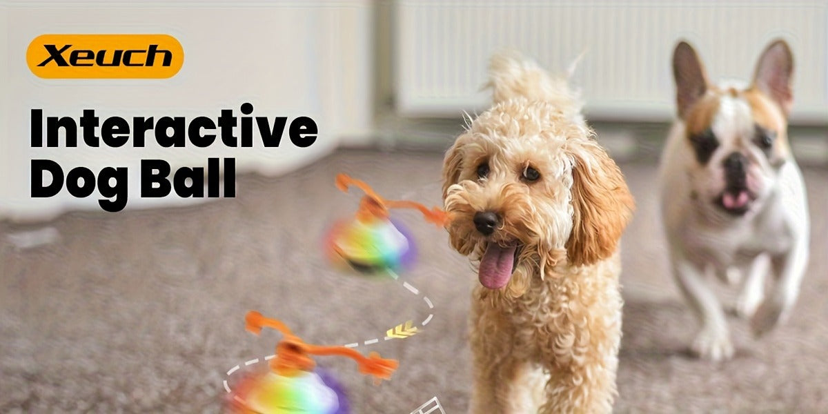 Automatic Rolling Dog Ball Toy with Rope - Motion-Activated Wicked Ball with Voice Recording, Interactive Self-Moving Stimulation Toy for Small Medium Dogs, Relieves Boredom & Anxiety
