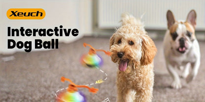 Automatic Rolling Dog Ball Toy with Rope - Motion-Activated Wicked Ball with Voice Recording, Interactive Self-Moving Stimulation Toy for Small Medium Dogs, Relieves Boredom & Anxiety
