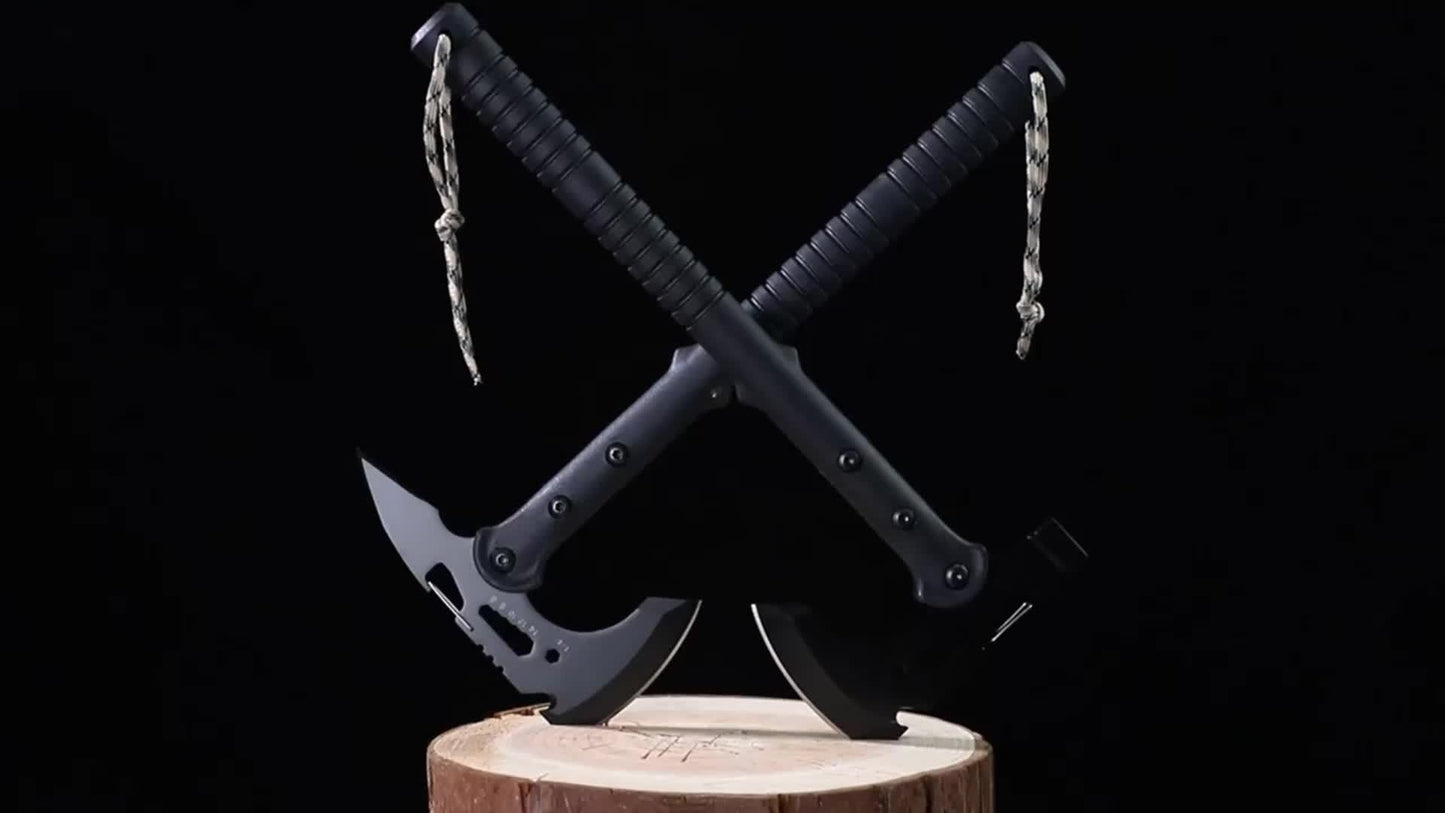 Tactical Tomahawk Axe 2-Pack – Camping Hatchet with Spike, Hammer, Bottle Opener, Hex Wrench & Sheath | Survival Axe for Hiking Trekking Bushcraft
